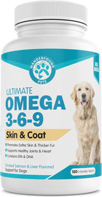 Wanderfound Pets Omega 3 para Perros - Aceite de Pescado para Piel y Pelaje, 60 Masticables