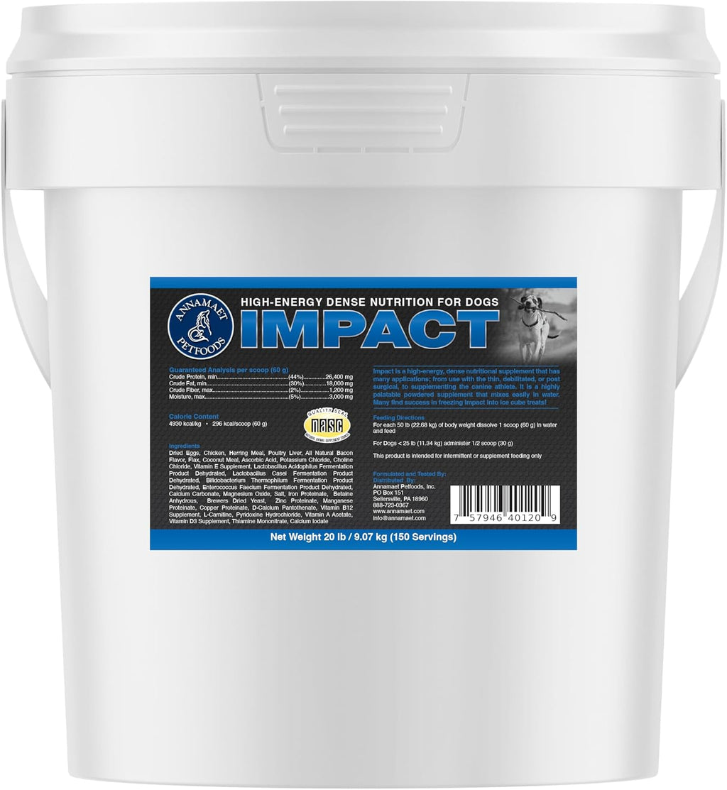Annamaet Impact – Suplemento Nutricional de Alta Energía para Perros – Ayuda a Mantener un Peso Saludable en Perros Deportistas o con Metabolismo Rápido - 454 g