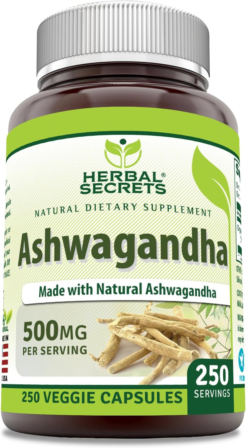 Herbal Secrets Ashwagandha 500 mg - 250 Cápsulas Vegetales