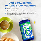 BioTrust Sol Joy – Vitamina D3 K2 de Alta Potencia (50 mcg)