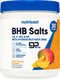 Nutricost BHB Salts Drink Mix (30 porciones, sabor melocotón mango, 5 g de BHB por porción) - 0 g de azúcares totales, producto vegetariano