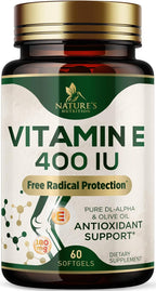 Vitamina E 180mg por Dosis - DL-Alfa Tocoferol - 60 Softgels