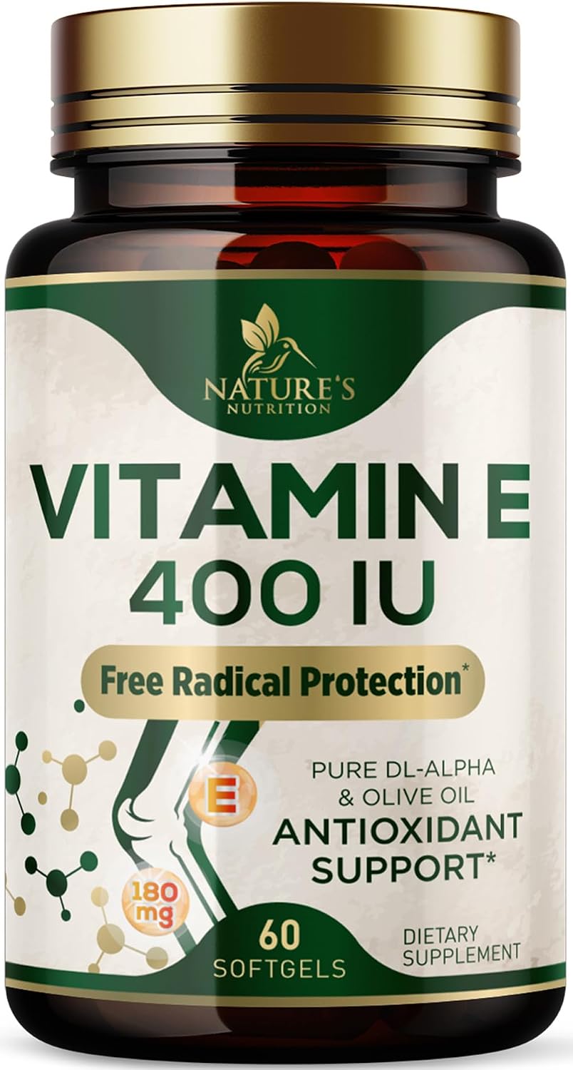 Vitamina E 180mg por Dosis - DL-Alfa Tocoferol - 60 Softgels