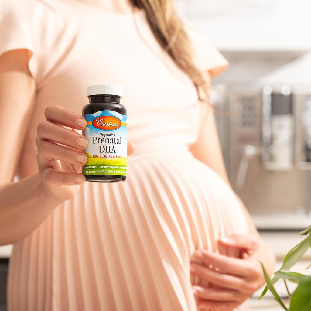 Carlson - DHA Prenatal Vegetariano, 500 mg DHA, De Origen Vegetal, Sostenible, 60 Cápsulas Blandas