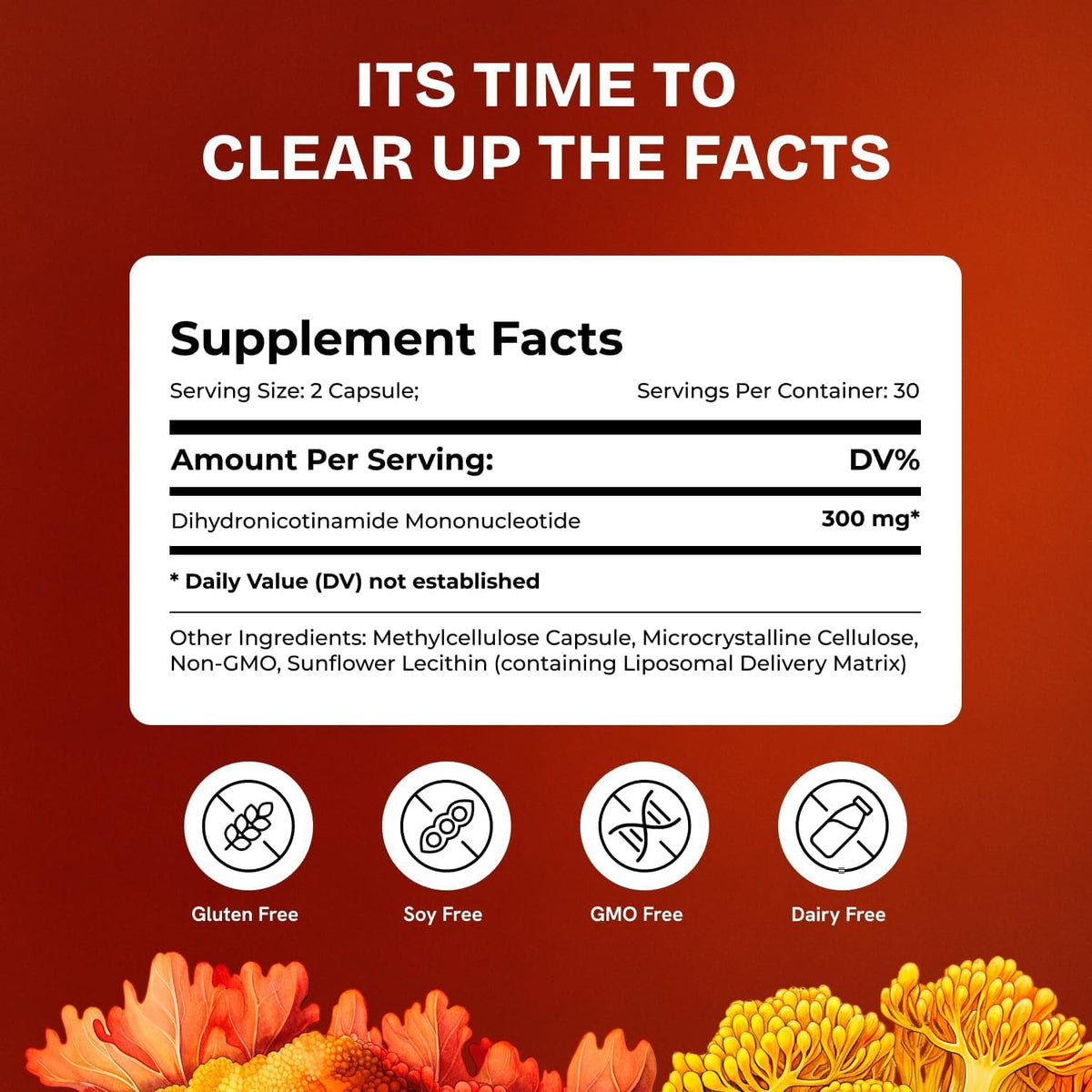 Resurrected Health NMNH Liposomal 300mg – – Formulación limpia: Vegano, sin gluten, no transgénico, sin colorantes – Image 6