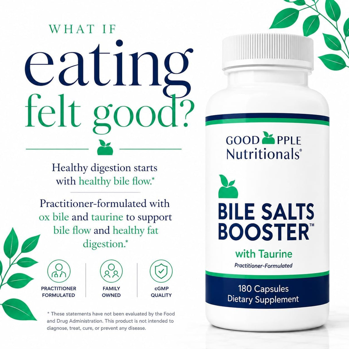 GoodApple Bile Salts Booster – Sales Biliares con Ox Bile y Taurina – 180 Cápsulas – Image 3