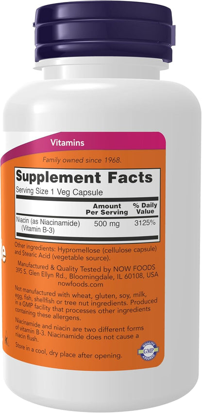 NOW Foods Niacinamida (Vitamina B-3) 500 mg, – Sistema nervioso: La niacina contribuye al funcionamiento normal – Image 2