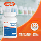 Rugby Niacina 500mg Liberación Prolongada con Calcio - 100 Comprimidos (Pack de 3)