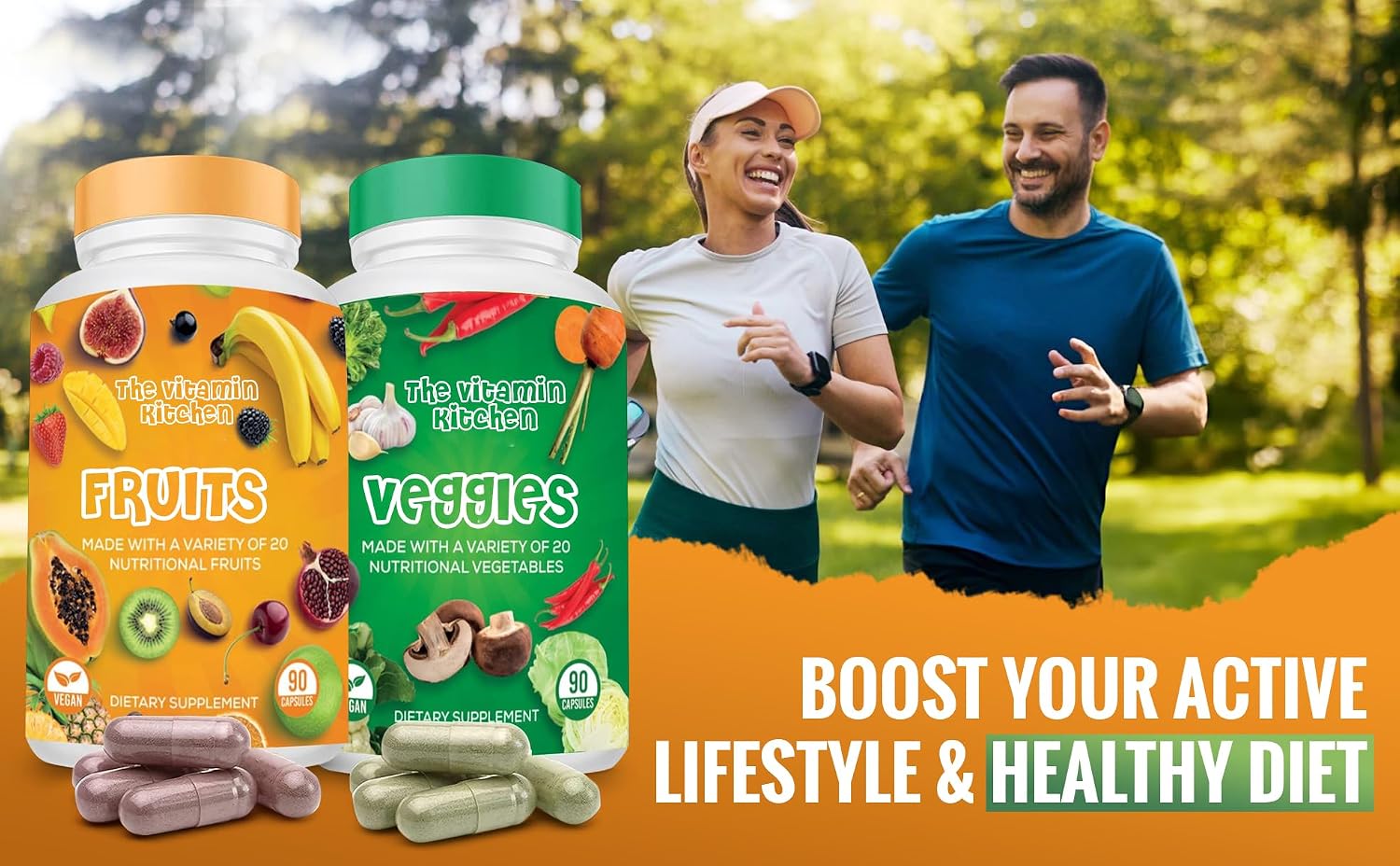 The Vitamin Kitchen Suplemento de Frutas y Verduras – 90 Frutas, 90 Verduras Cápsulas Veganas – Pack de 2 (180 Cápsulas)