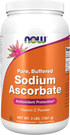 NOW Foods Sodium Ascorbate Powder - Buffered Vitamin C - 1.36 kg (3 lbs)