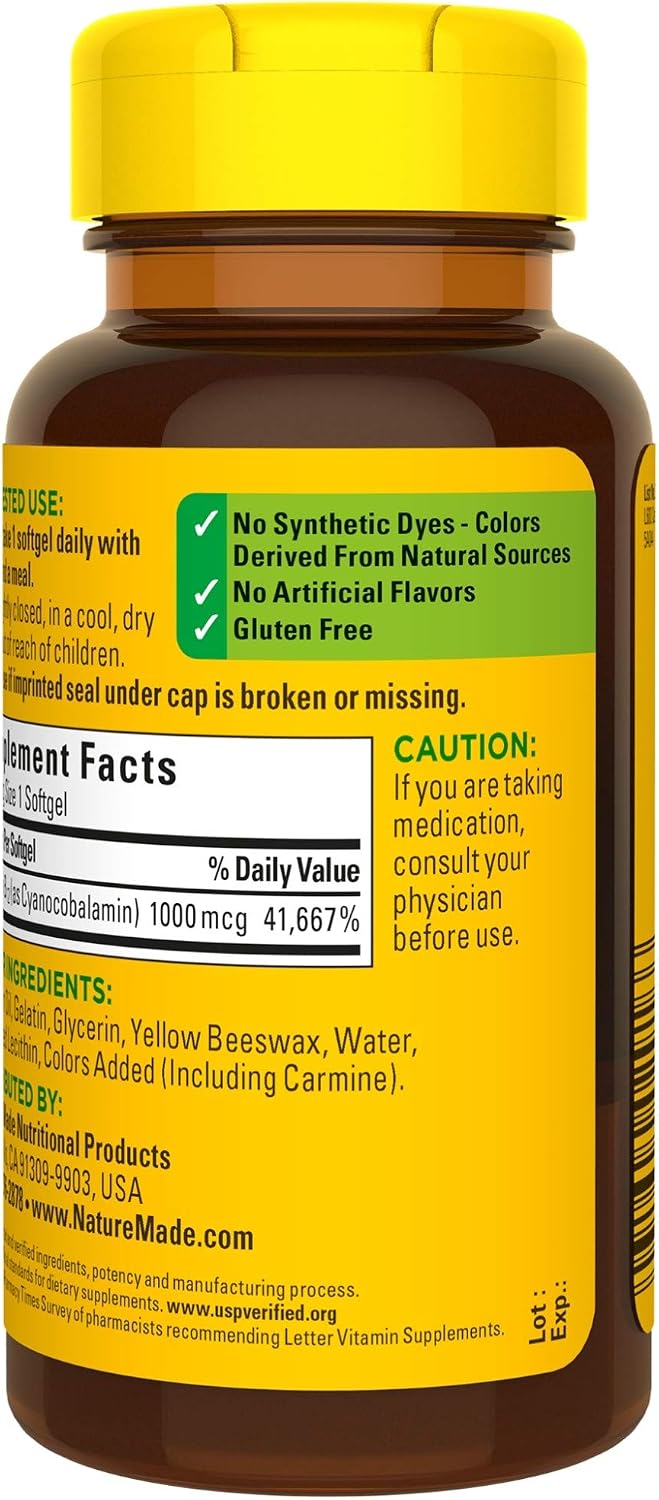 Vitamina B12 1000 mcg, 150 Cápsulas Blandas - Nature Made