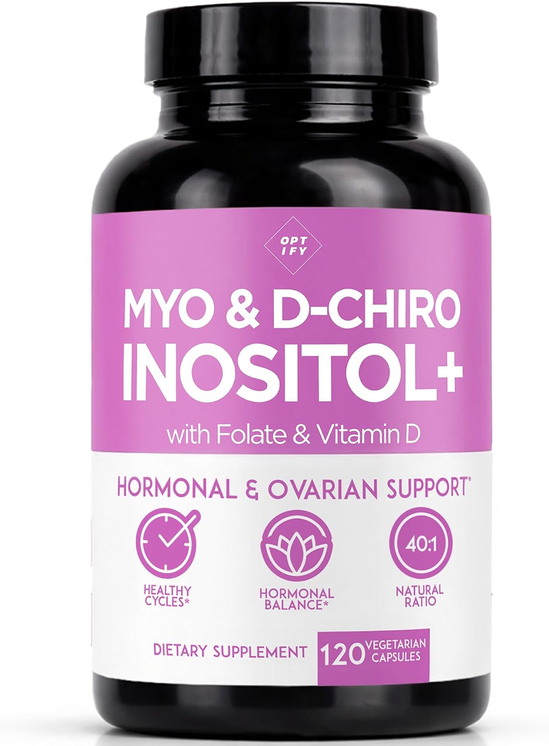 Optify Myo-Inositol & D-Chiro Inositol 40:1 con Folato y Vitamina D - 120 Cápsulas