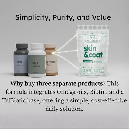 PetCultures Skin & Coat Tribiotic – Formulado por veterinarios: Desarrollado con asesoramiento veterinario y – Image 4