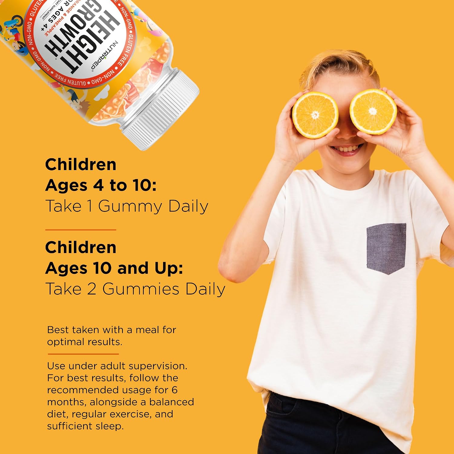 NutraPep Gomitas de Crecimiento y Altura para Adolescentes – Multivitamínico con Calcio, Vitamina D3, K2, Zinc, L-Arginina, L-Glutamina, L-Ornitina para Niños y Niñas