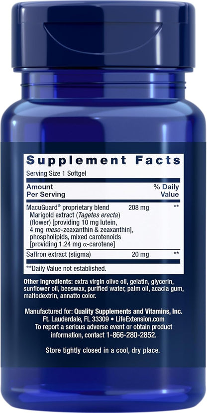 Life Extension MacuGuard Ocular Support con Azafrán – 60 Cápsulas Blandas – Image 2