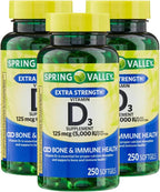 Extra Strength Vitamina D3 5000 IU 125 mcg – 250 Softgels (Pack de 3)