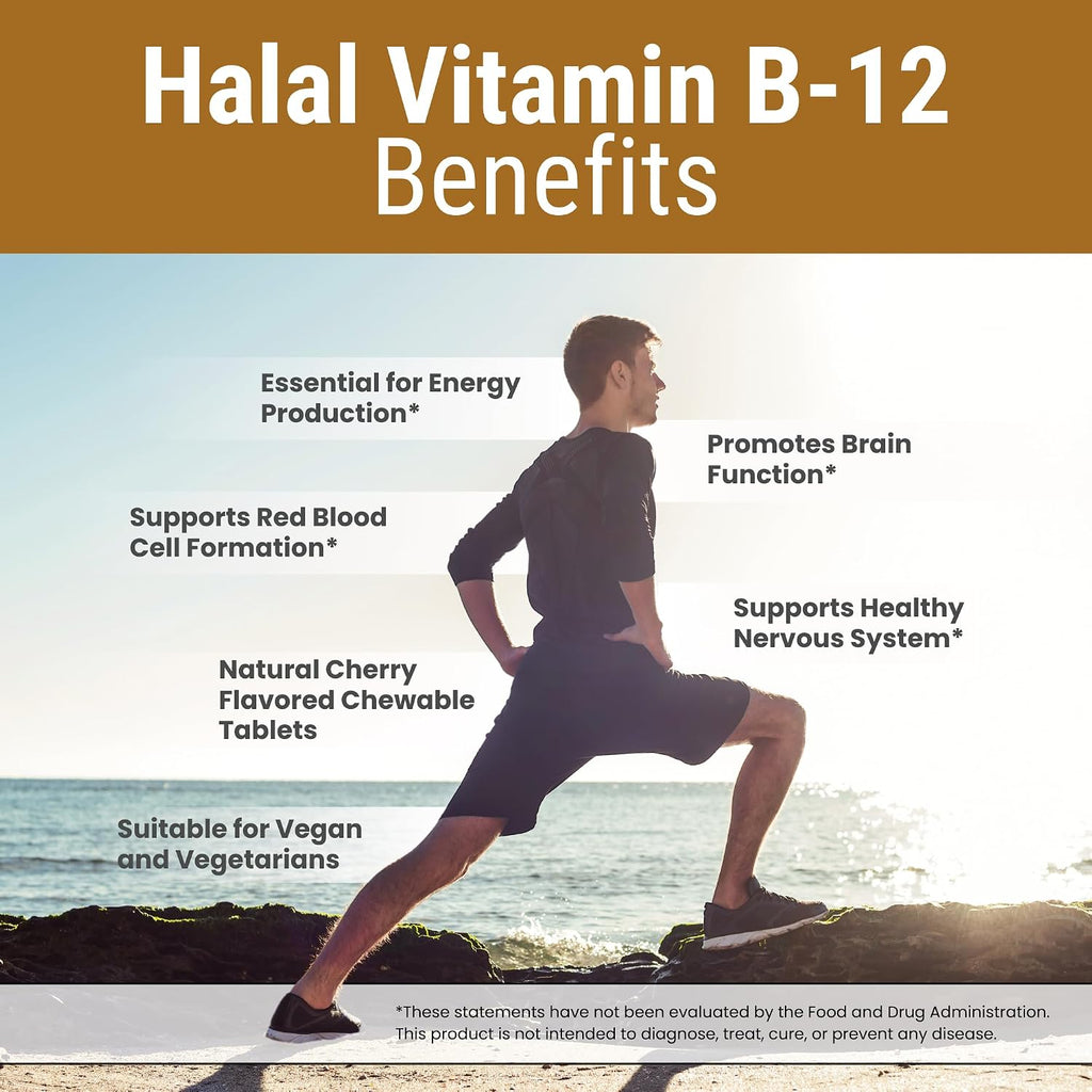 Zaytun Halal Vitamina B12 1000mcg - Comprimidos Masticables para Energía y Metabolismo