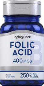 Piping Rock Ácido Fólico 400 mcg, 250 Comprimidos Vegetarianos