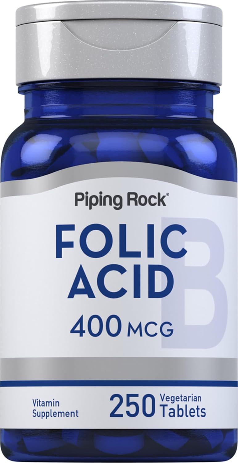 Piping Rock Ácido Fólico 400 mcg, 250 Comprimidos Vegetarianos