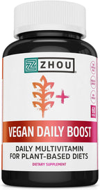 Zhou Multivitamínico Vegano para Mujeres y Hombres, Suplemento Diario con Hierro y Zinc - 60 Cápsulas Vegetales