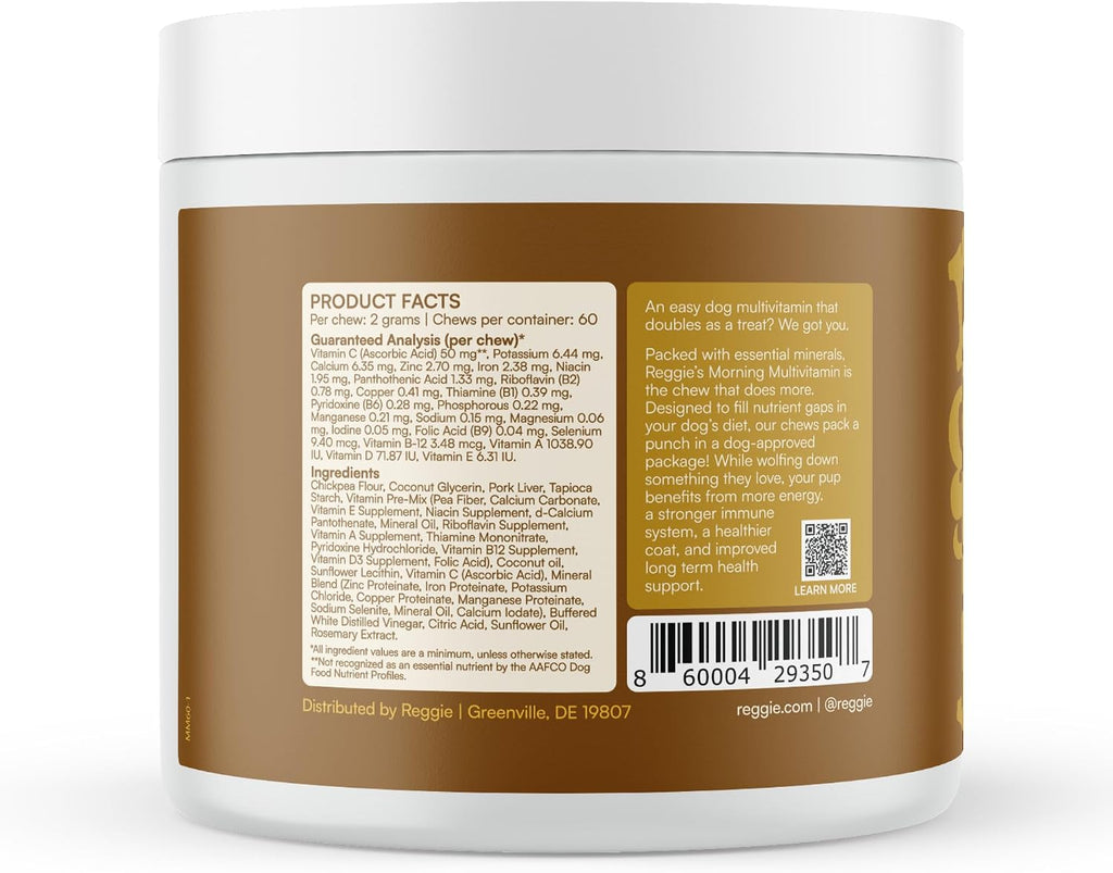 Multivitamínico Diario para Perros | 60 Masticables Blandos con Vitaminas y Minerales