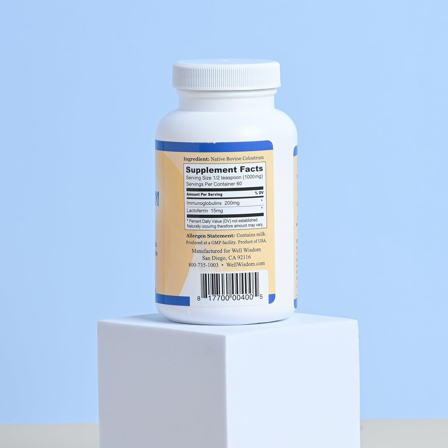 Calostro Bioactivo Well Wisdom 60g Suplemento Bovino en Polvo
