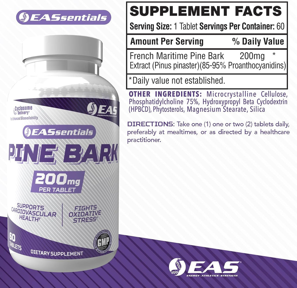 EAS Corteza de Pino 200mg | Antioxidante, Apoyo Inmunitario y Recuperación | Tecnología Cyclosome | 60 Comprimidos