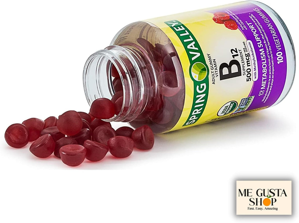 Spring Valley Vitamina B12 500 mcg Gomitas Sabor Frambuesa - 100 unidades