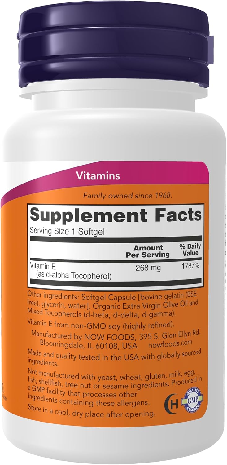 NOW Foods Vitamina E 400 UI con Tocoferoles Mixtos, 50 Cápsulas Blandas
