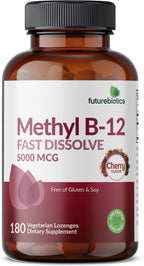Futurebiotics Methyl B12 5000 MCG Vitamin B12 Methylcobalamin, Cherry Flavor Non-GMO, 180 Vegetarian Lozenges