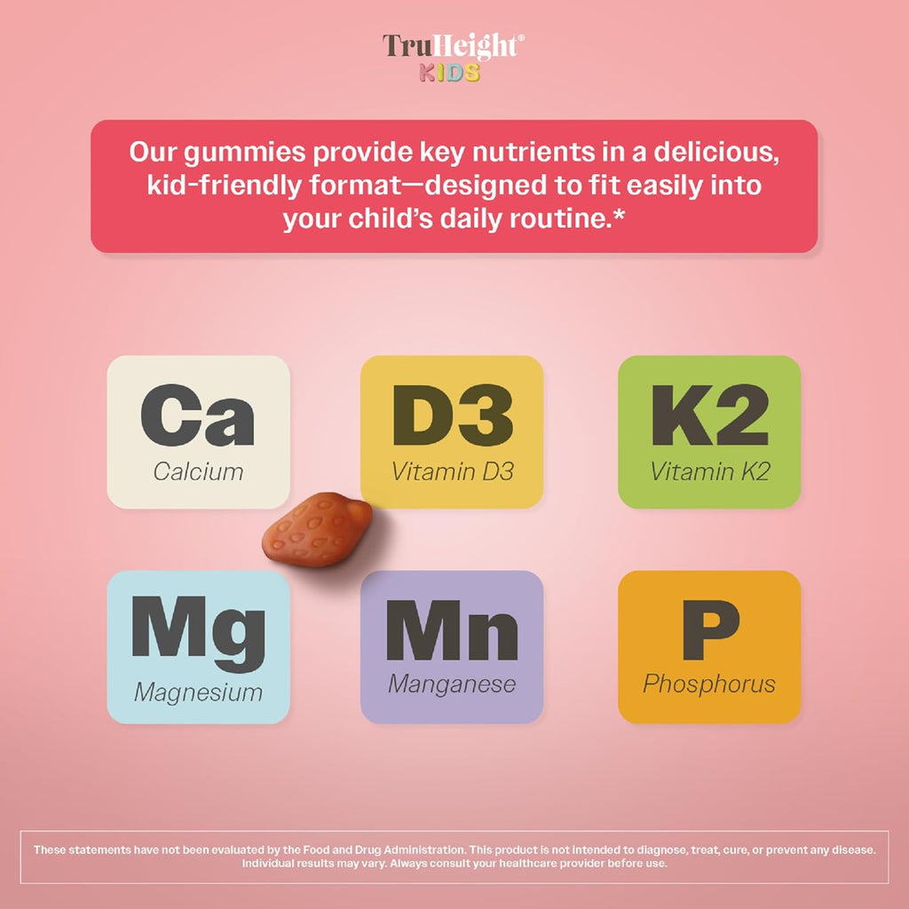 TruHeight Kids Bone Growth Gummies - Fresa - Multivitamínico para el Crecimiento Óseo Infantil