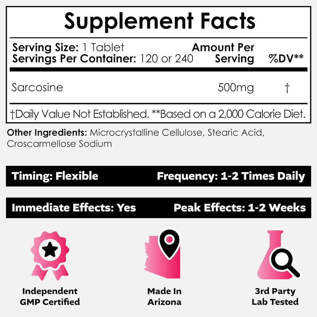 Nootropics Depot Sarcosina 500 mg Comprimidos Masticables (120 Unidades)