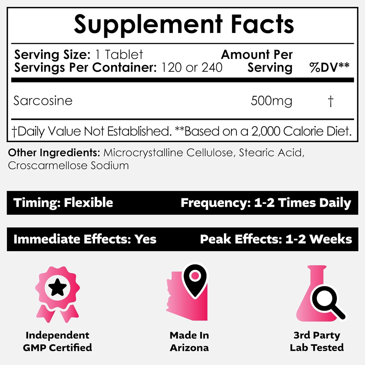 Nootropics Depot Sarcosina 500 mg Comprimidos Masticables (120 Unidades)