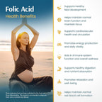 Vykee Nutrition Ácido Fólico 1850 mcg DFE - Complemento Prenatal Vegano 120 Cápsulas