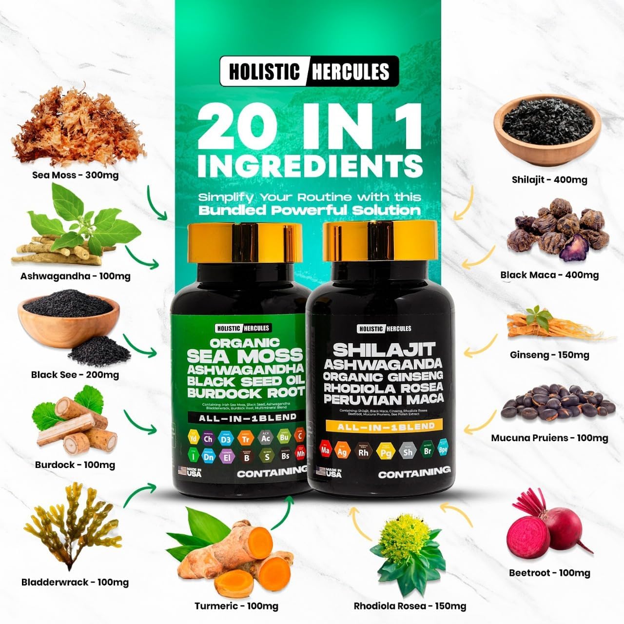 Hercules Elixer™ Bundle: Potenciador de Rendimiento 20-en-1