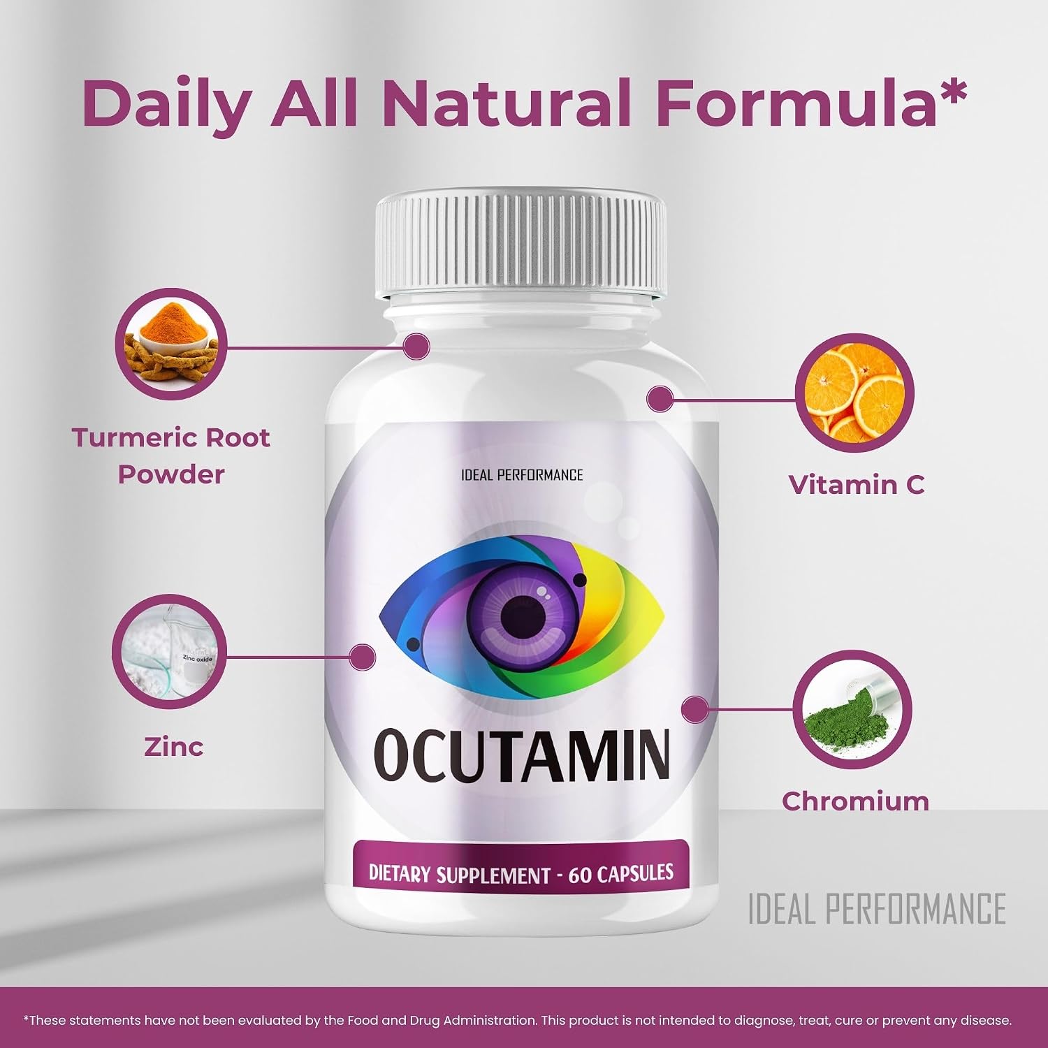 IDEAL PERFORMANCE Ocutamin Vision Suplemento para la Visión - 180 Cápsulas (Pack de 3)