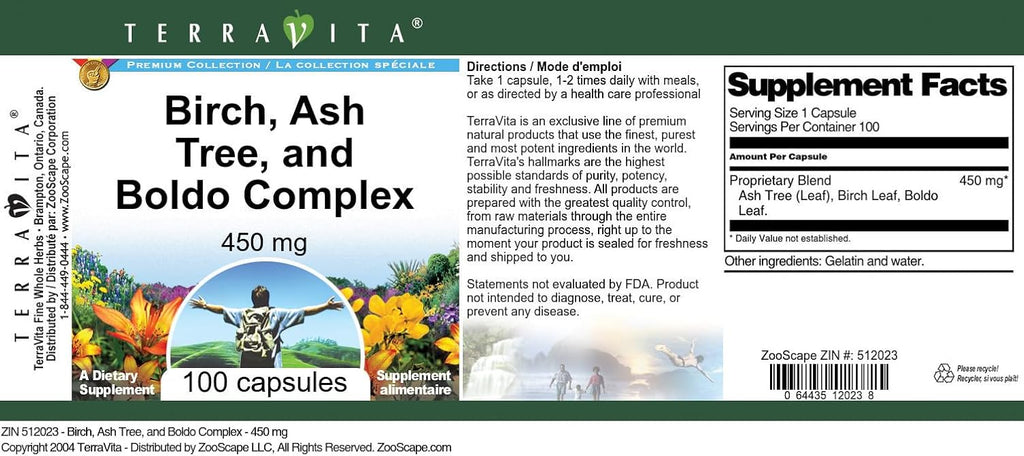Complejo de Abedul, Fresno y Boldo - 450 mg (100 Cápsulas)