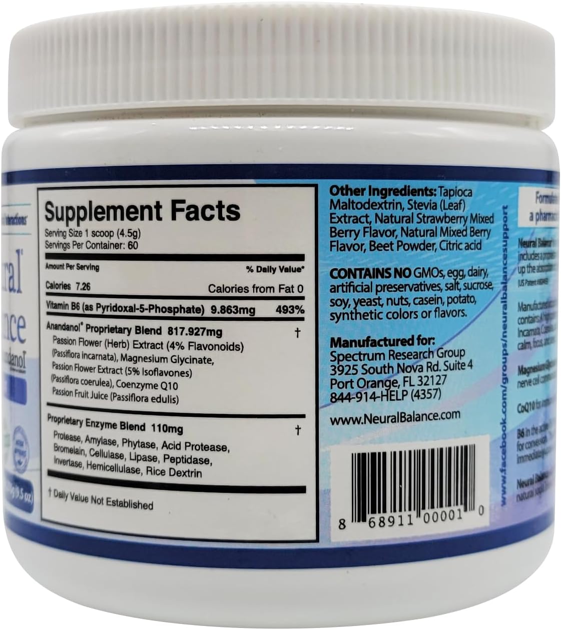 Neural Balance Anandanol con Mezcla de Enzimas Digestivas - Polvo, Pack de 2