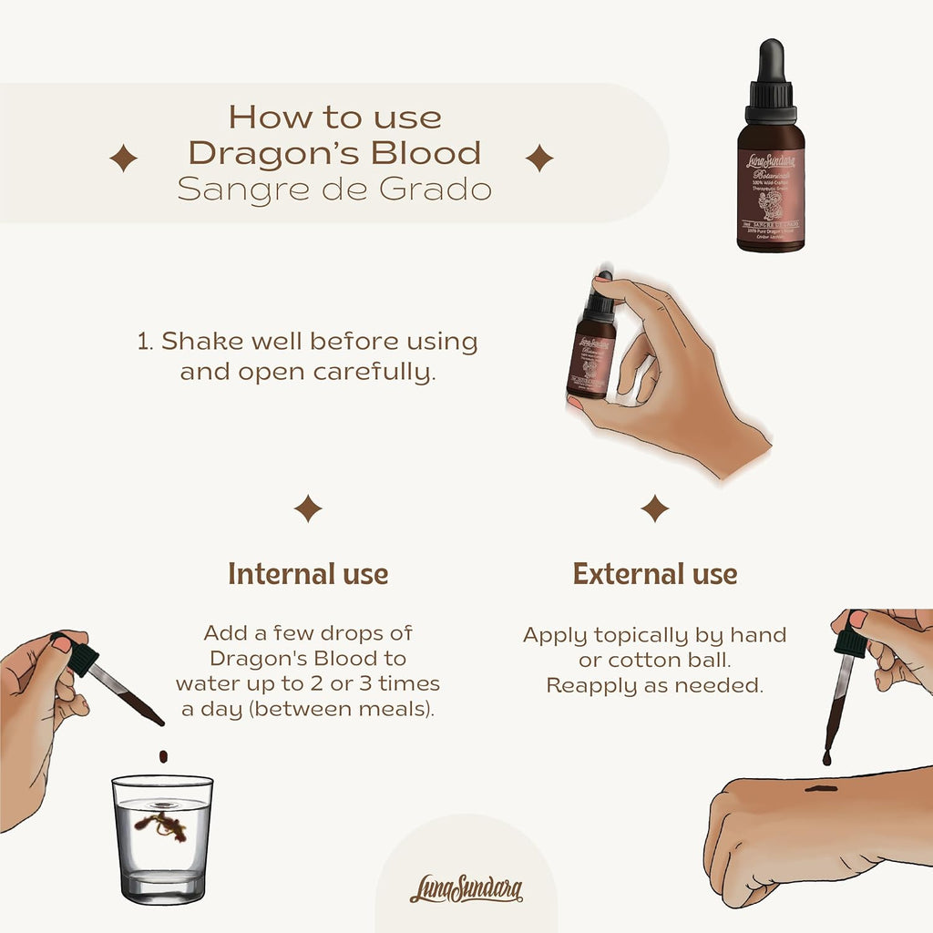 Resina de Sangre de Dragón Luna Sundara - 1 oz (30 ml) - 100% Pura, Sin Alcohol