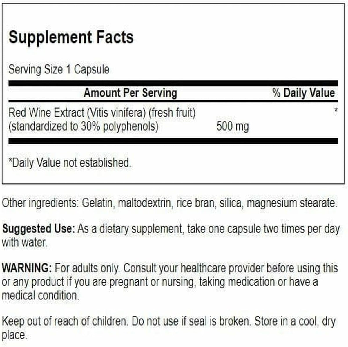 Swanson Extracto de Vino Tinto 500 mg, 90 Cápsulas – Image 2