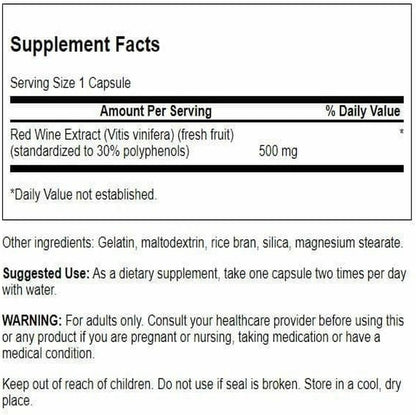 Swanson Extracto de Vino Tinto 500 mg, 90 Cápsulas – Image 2