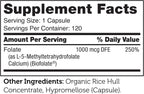 Zahler Metilfolato – 1000 mcg DFE de L-Metilfolato, 120 Cápsulas