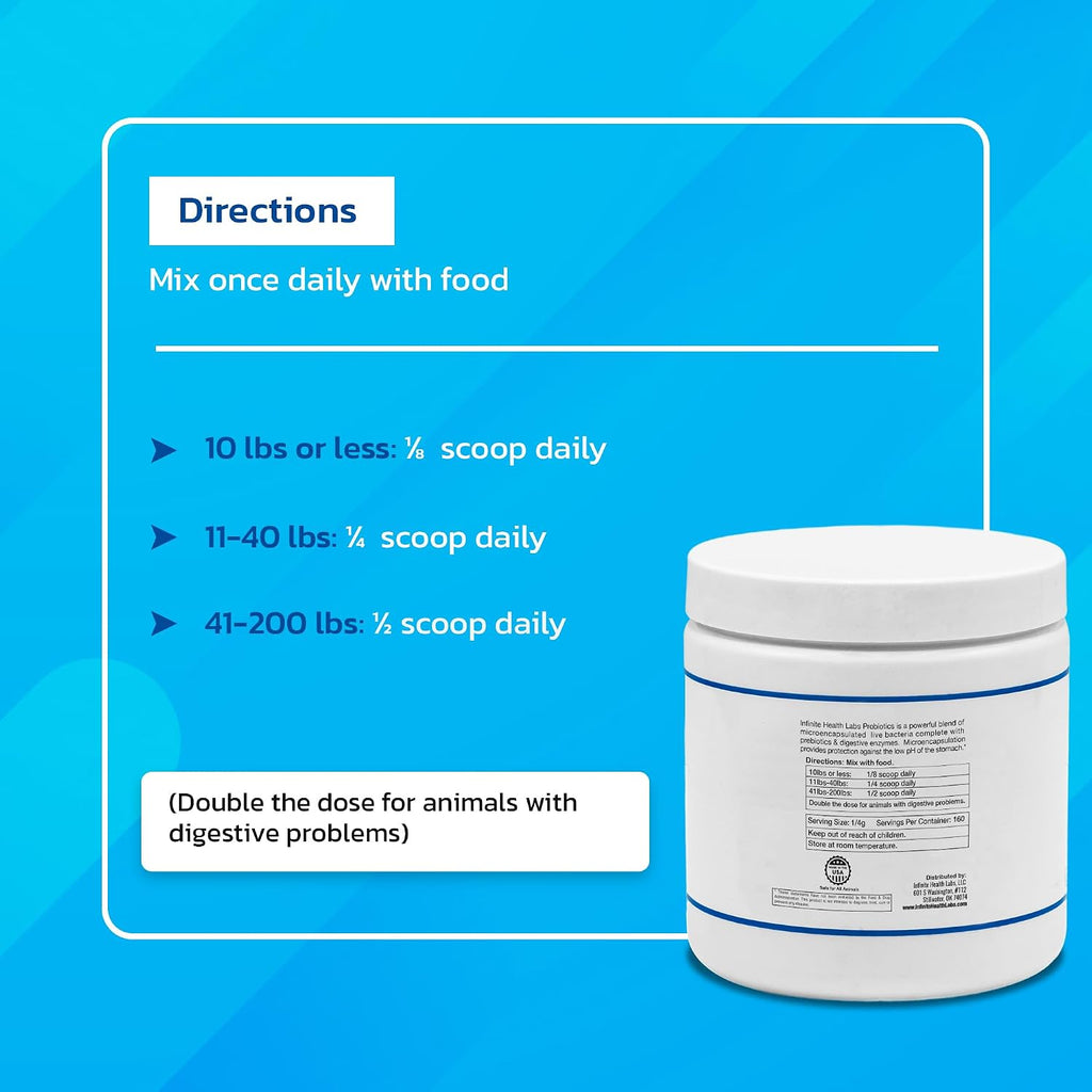 Probióticos para Perros y Gatos - Polvo Prebiótico y de Enzimas Formulado por Veterinarios para la Salud Digestiva, Intestinal e Inmunitaria - 1600 Dosis (400 g)