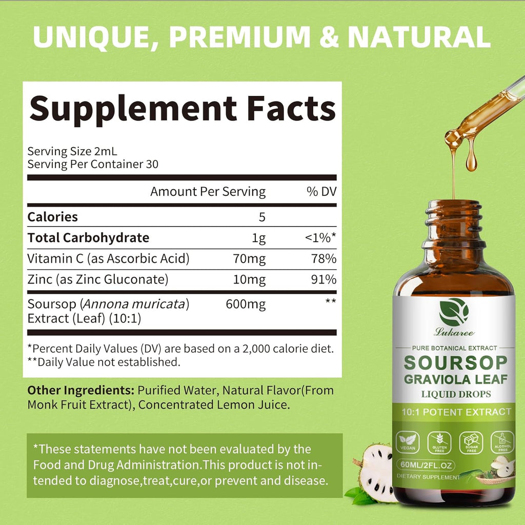 Extracto Puro de Hojas de Graviola (Soursop) de Lukaree