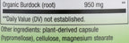 Nature's Way Burdock Root, 950 mg per serving, 100 Vegan Capsules