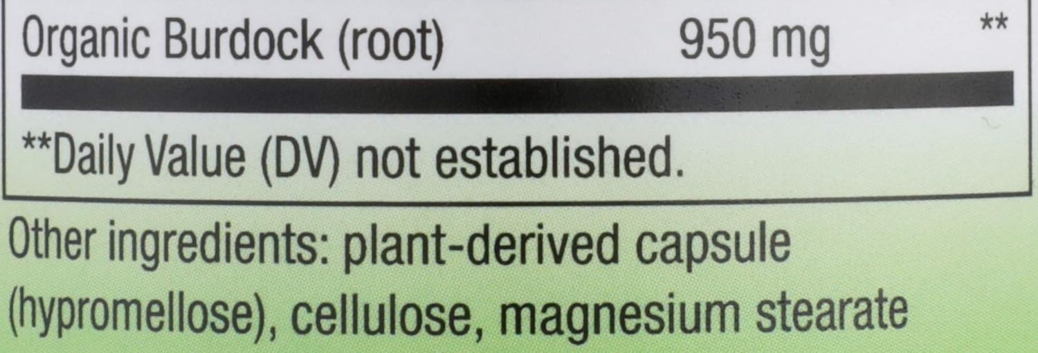 Nature's Way Burdock Root, 950 mg per serving, 100 Vegan Capsules