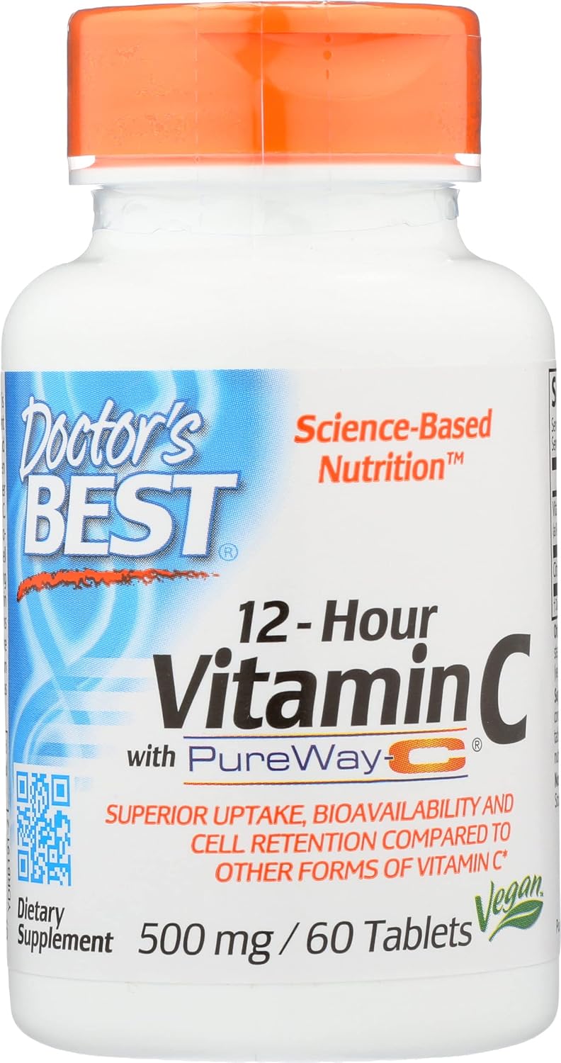 Doctor's Best Vitamina C de Liberación Sostenida con Pureway-C, 60 Comprimidos