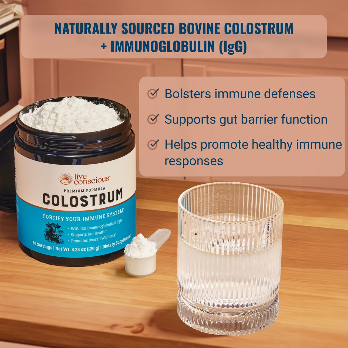 Live Conscious Polvo de Colostro Bovino de – Lactoferrina: Una glicoproteína que se une al hierro, facilitando su – Image 2