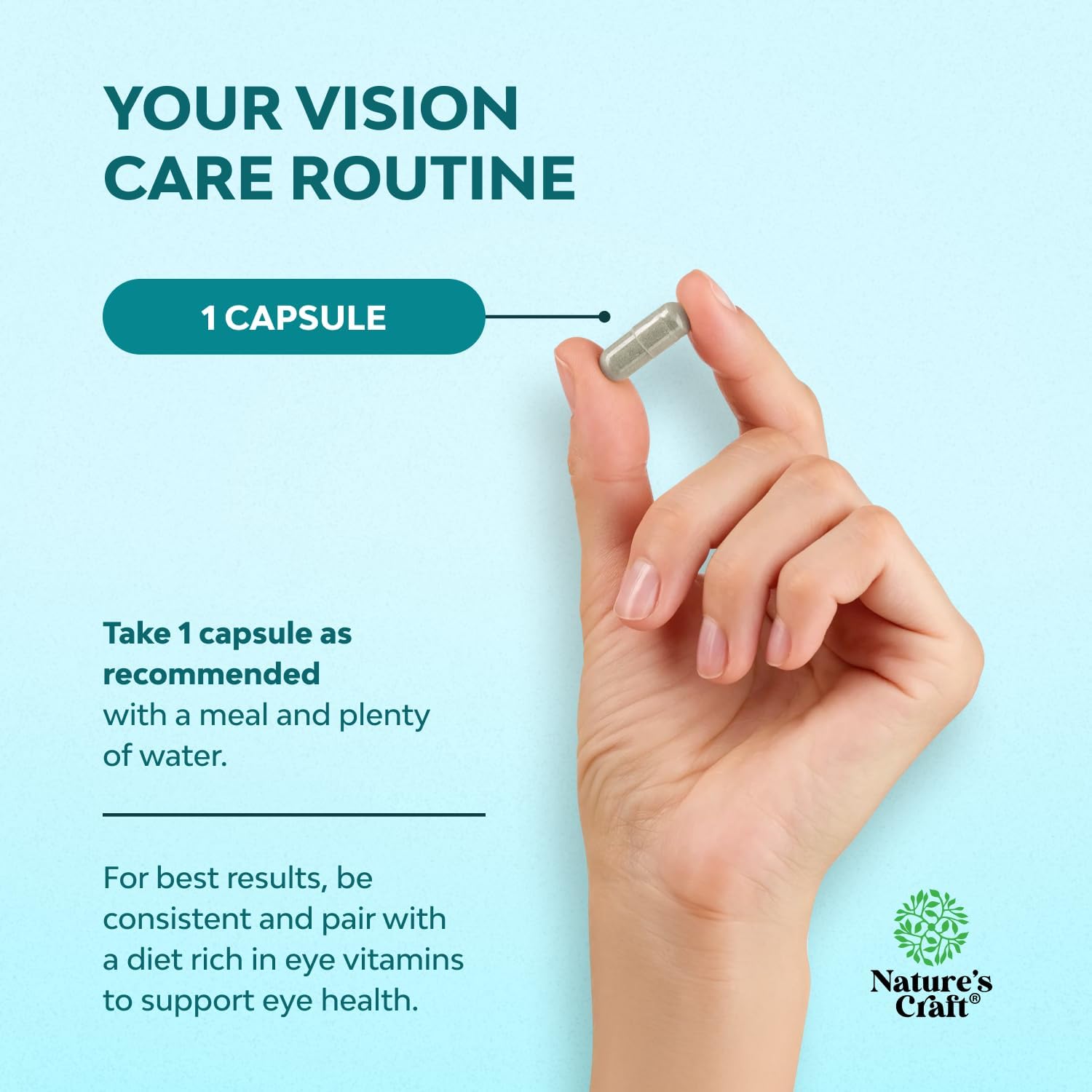 Natures Craft Eye Pressure Support con extracto de arándano - Suplemento vegano para la salud ocular - 30 cápsulas