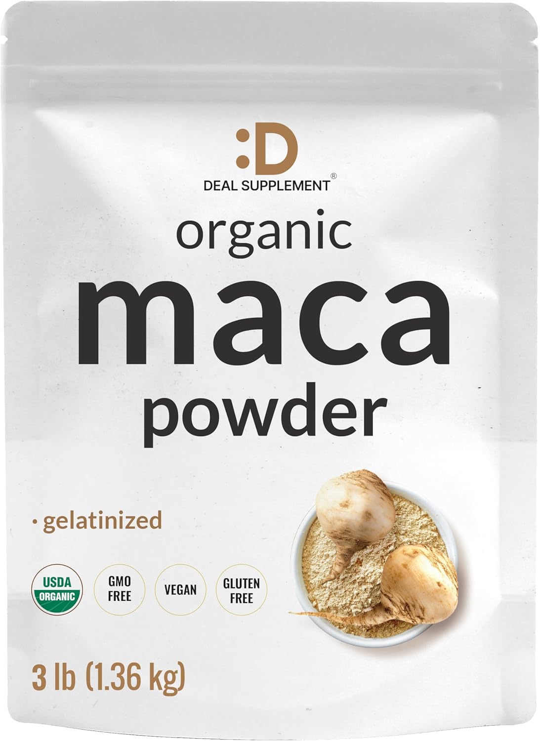 Maca Peruana Orgánica en Polvo - Forma Gelatinizada - 1.36 kg (3 libras)